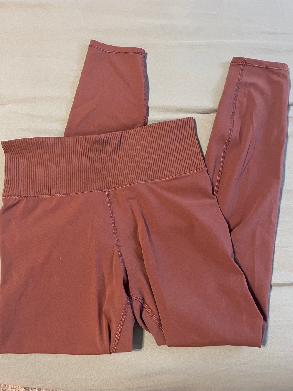 Vuori Ribbed High-Waist Leggings - Dusty Rose